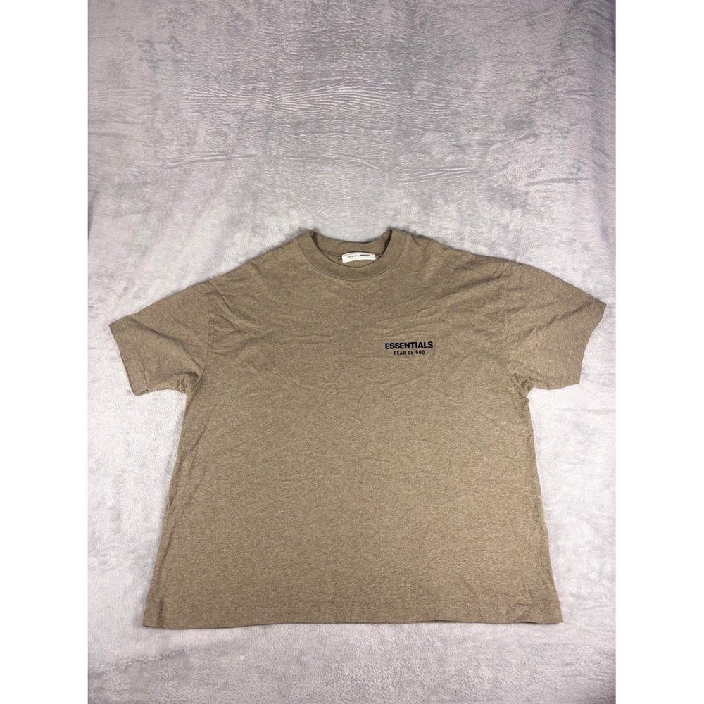 Fear of God Essentials T-Shirt Mens XL Brown Crew Neck Short Sleeve Logo Print